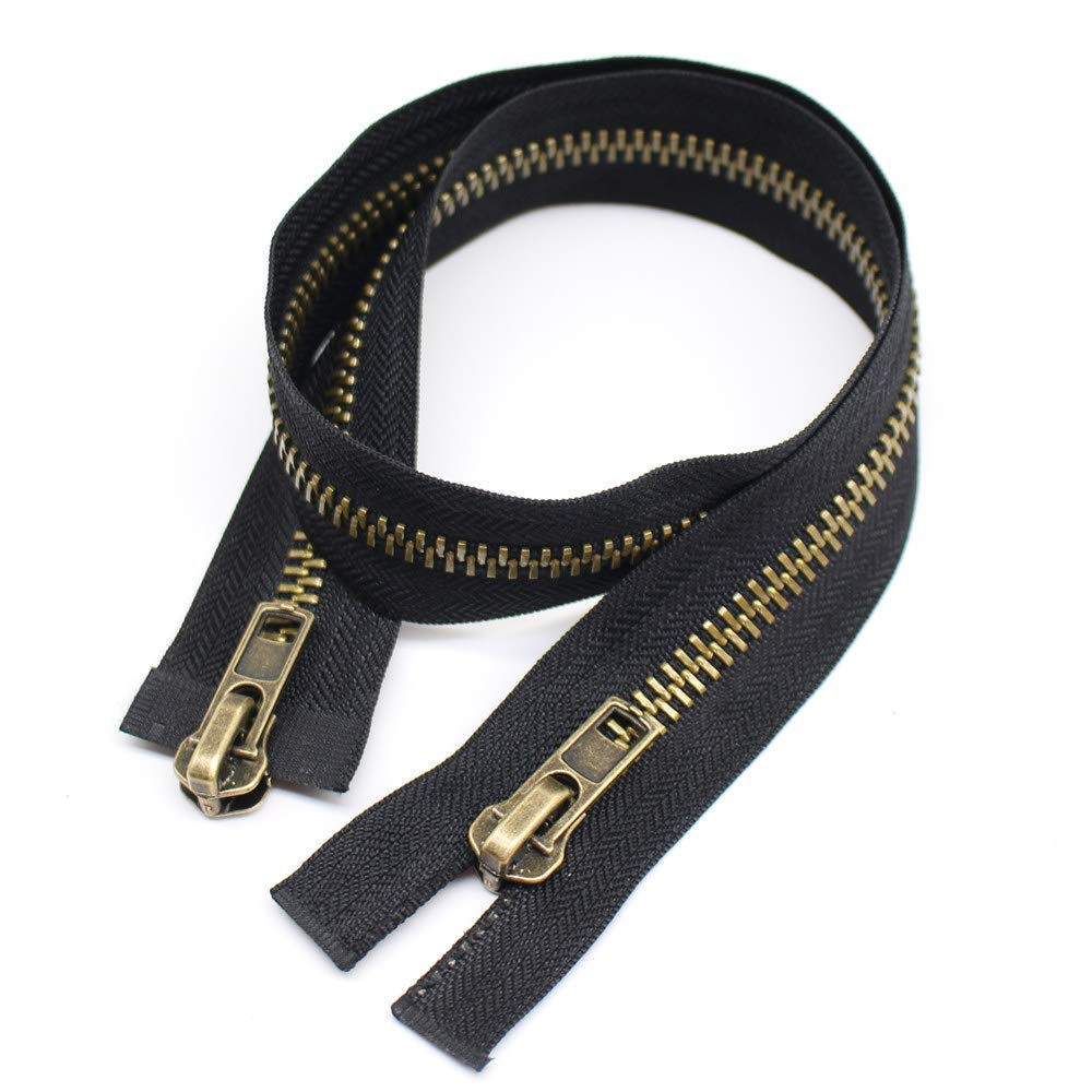 ByaHoGa 40cm #8 Large Metal Zipper 2 Way Divisible Zipper for Jackets Sew Coats (TW Antique Brass)