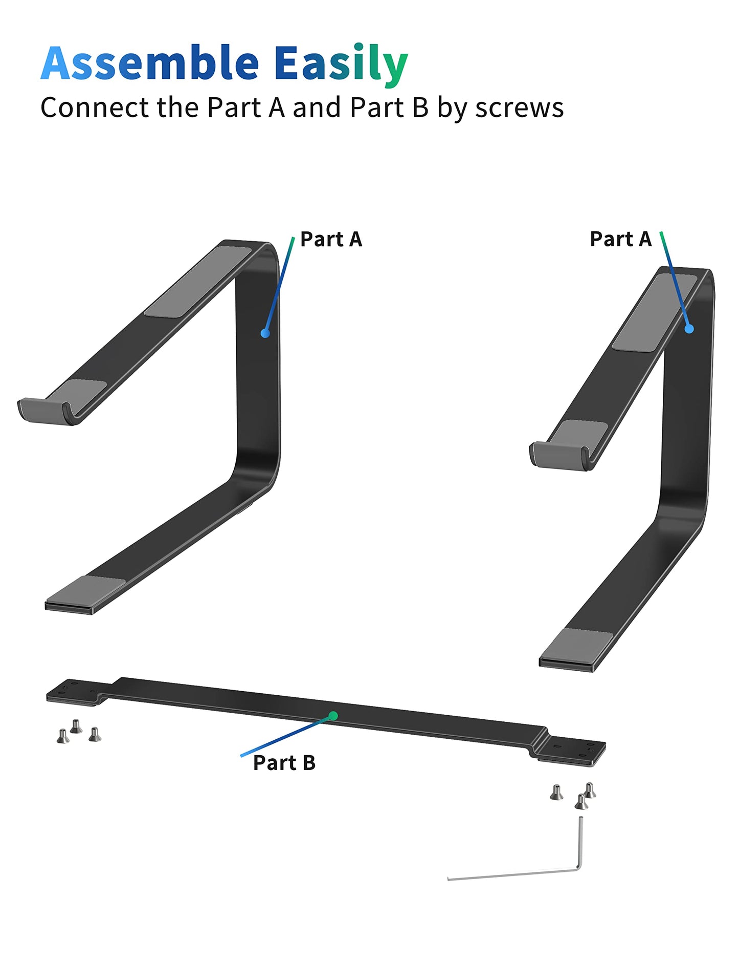 SOUNDANCE Laptop Stand for Desk, Metal Computer Riser, Heavy Stable PC Holder, Ergonomic Laptops Elevator for 12 to 17.3 Inches Notebook Computer