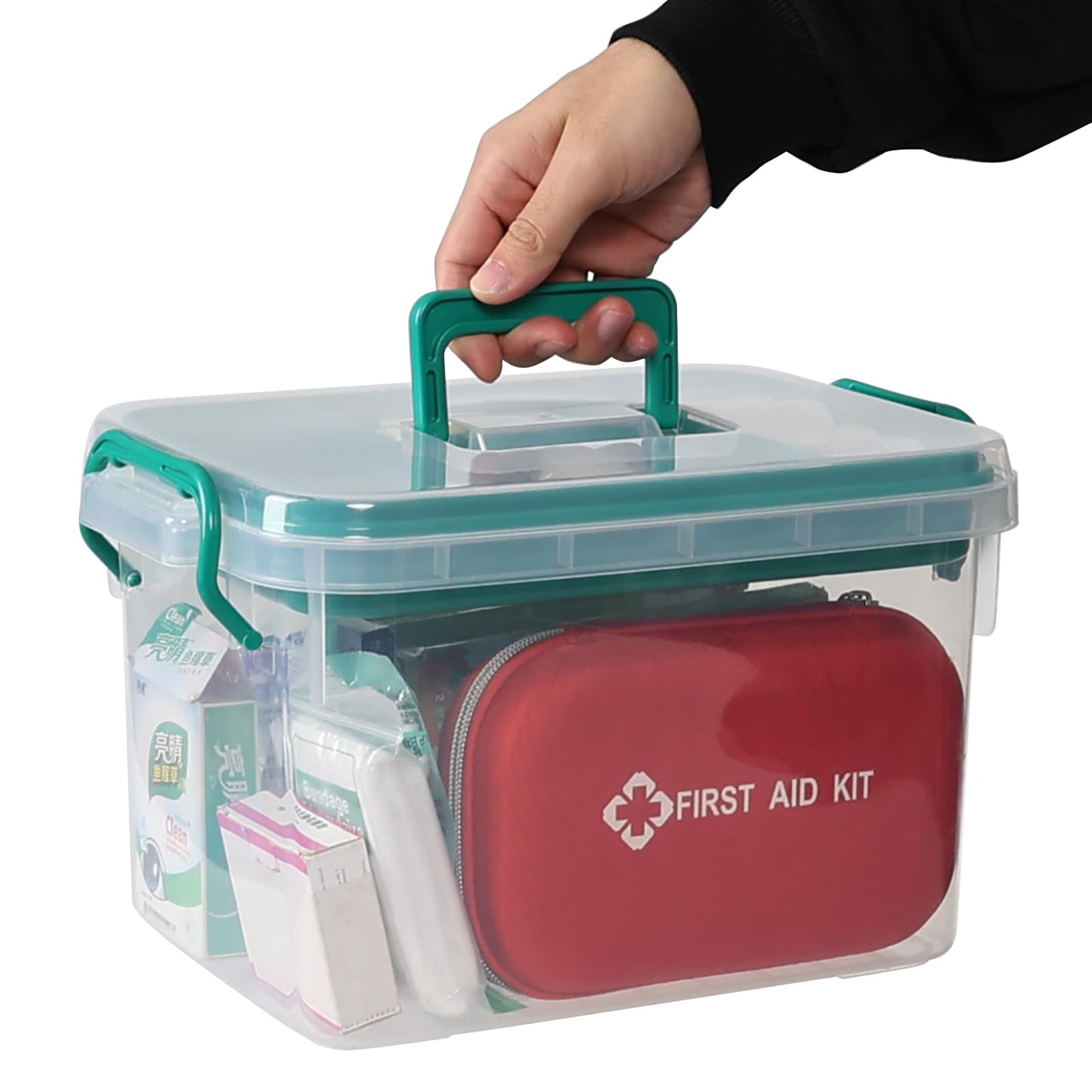 Afromy Portable Medicine Cabinet with Plastic Handle, Multipurpose Medical Box, Empty First Aid Kit for Home