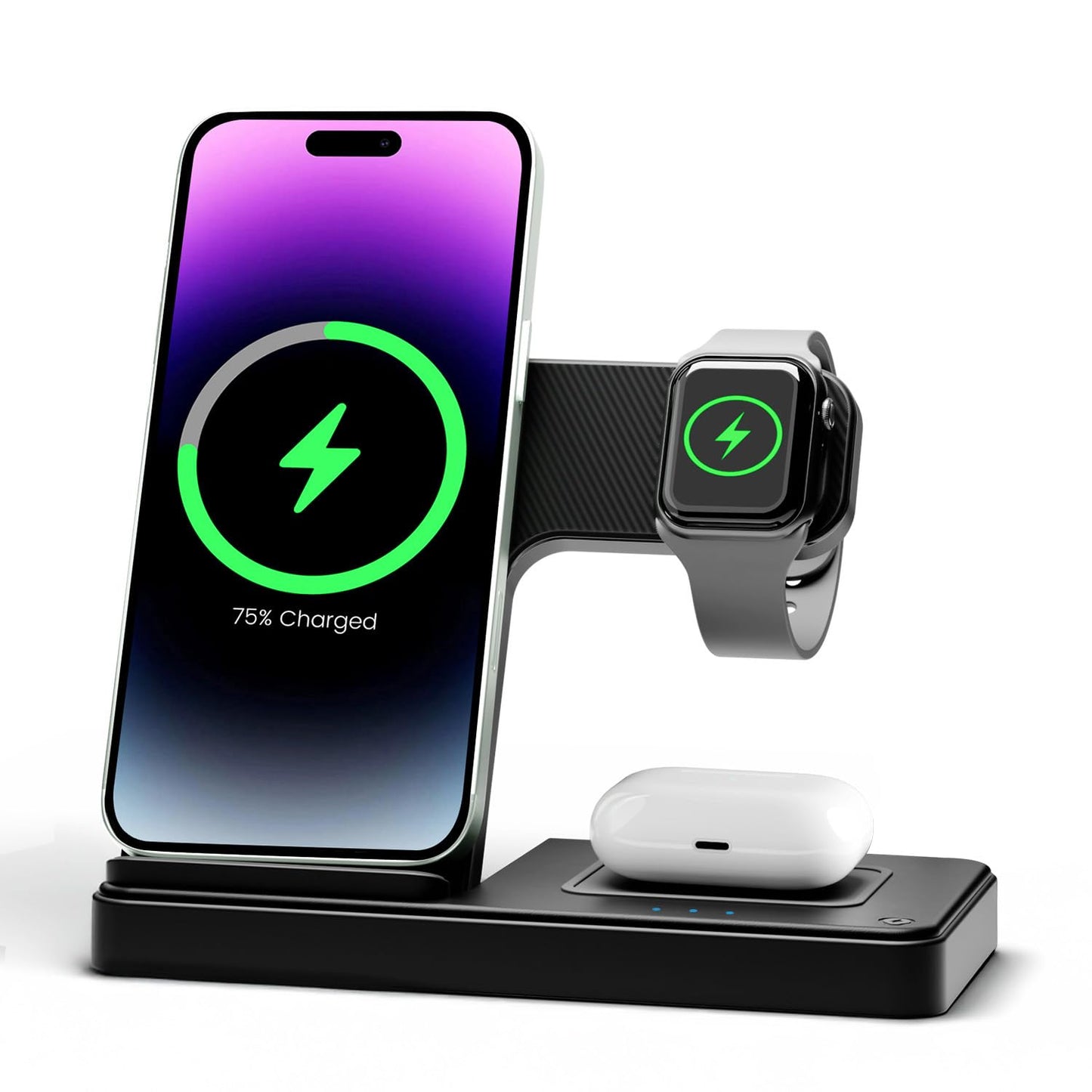 Wireless Charging Station for Apple Devices: 3 in 1 Foldable Charger Stand for iPhone 16e 16 15 14 13 12 11 Pro Max for Apple Watch Series 10 9 8 7 6