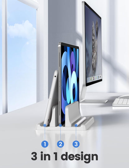 Vaydeer Vertical Laptop Stand Holder Plastic Adjustable Dock for MacBook Pro, Air, HP, Dell, Microsoft Surface, Lenovo, Up to 17.3 Inches White