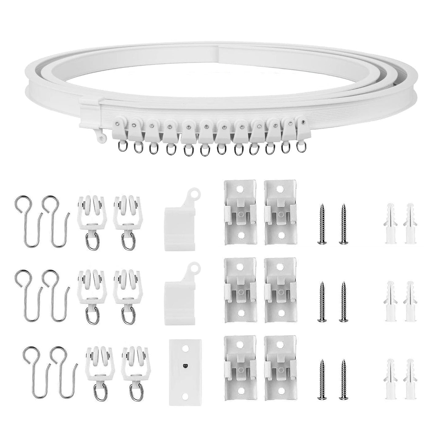 2M Curtain Rail Ceiling Curtain Track Bendable Flexible Curtain Rails and Fittings for Room Divider,Bay Window,Oval Shower,Bathroom Window,RV Rail