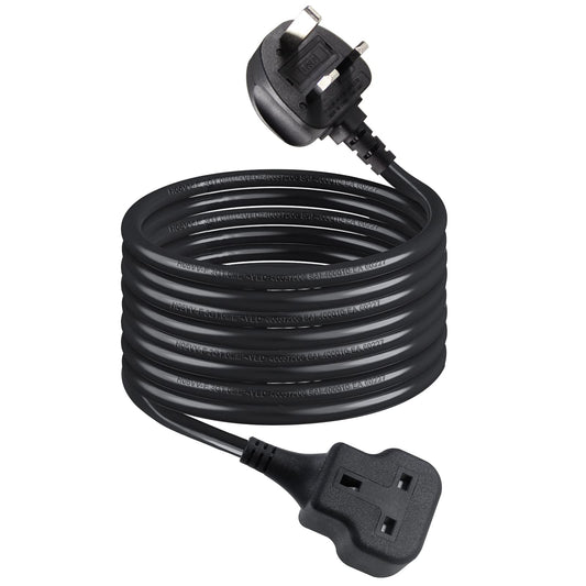 1 Way Gang Extension Lead 5M, Single Socket Mains Power Extension Lead 13A UK 3Pin Fused Plug male to female Travel Use Extension Cord Power Strip,