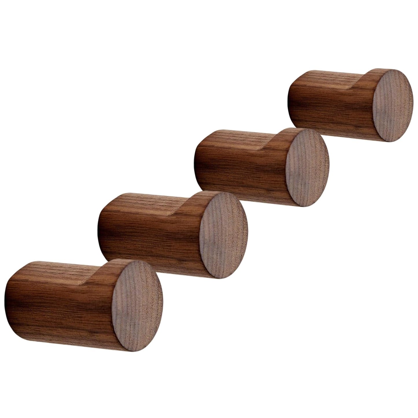 Rayakt 4PCS Wooden Coat Hooks Wall Mounted, Natural Walnut Wood Wall Hooks, Door Hooks for Hanging for Towels, Coats & Jackets