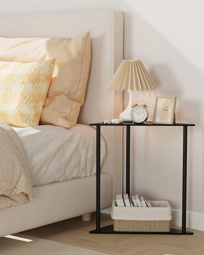 Yawinhe Triangle Metal Side Table,2-Tier Small Corner Table,Black,1 Pack
