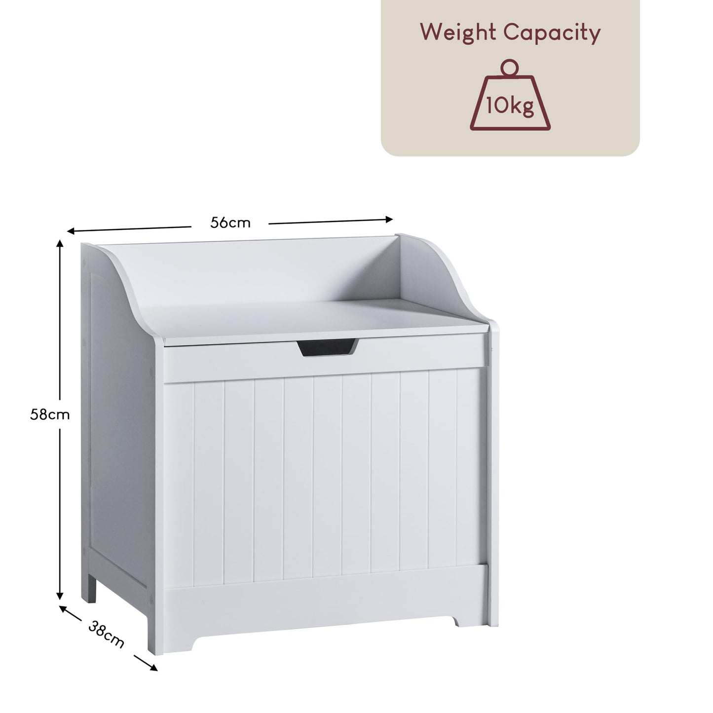 Bath Vida Priano Freestanding Bathroom Wooden Laundry Chest, White