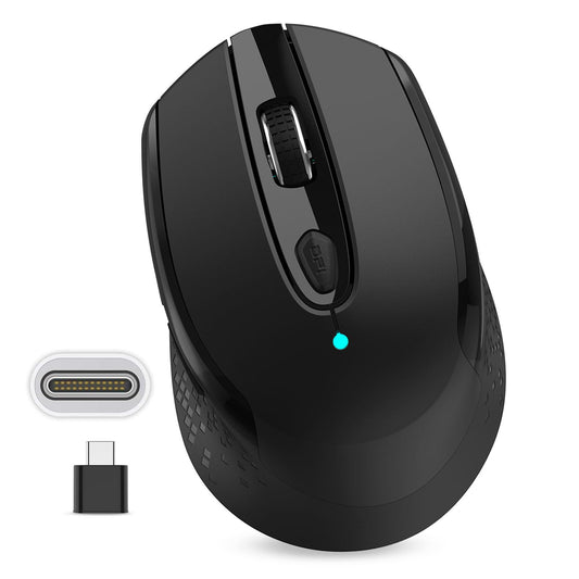 RaceGT Type C Wireless Computer Mouse, USB C 2.4G Silent Cordless Mouse with 6 Buttons and 3 Adjustable DPI for Laptop, Desktop, MacBook, PC