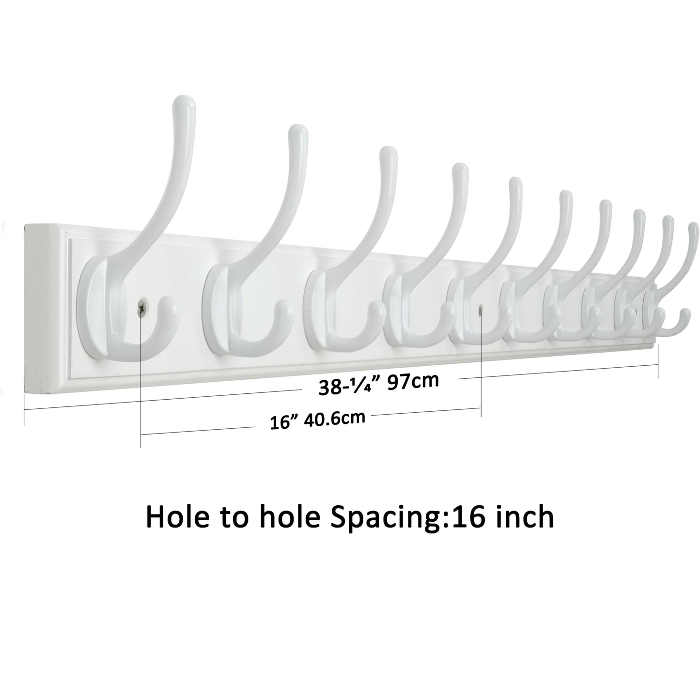WEBI Coat Rack Wall Mounted,10 Hooks,97cm Long Wall Coat Hanger,Coat Hooks Wall Mounted for Hanging Coats,Clothes,Jacket,White