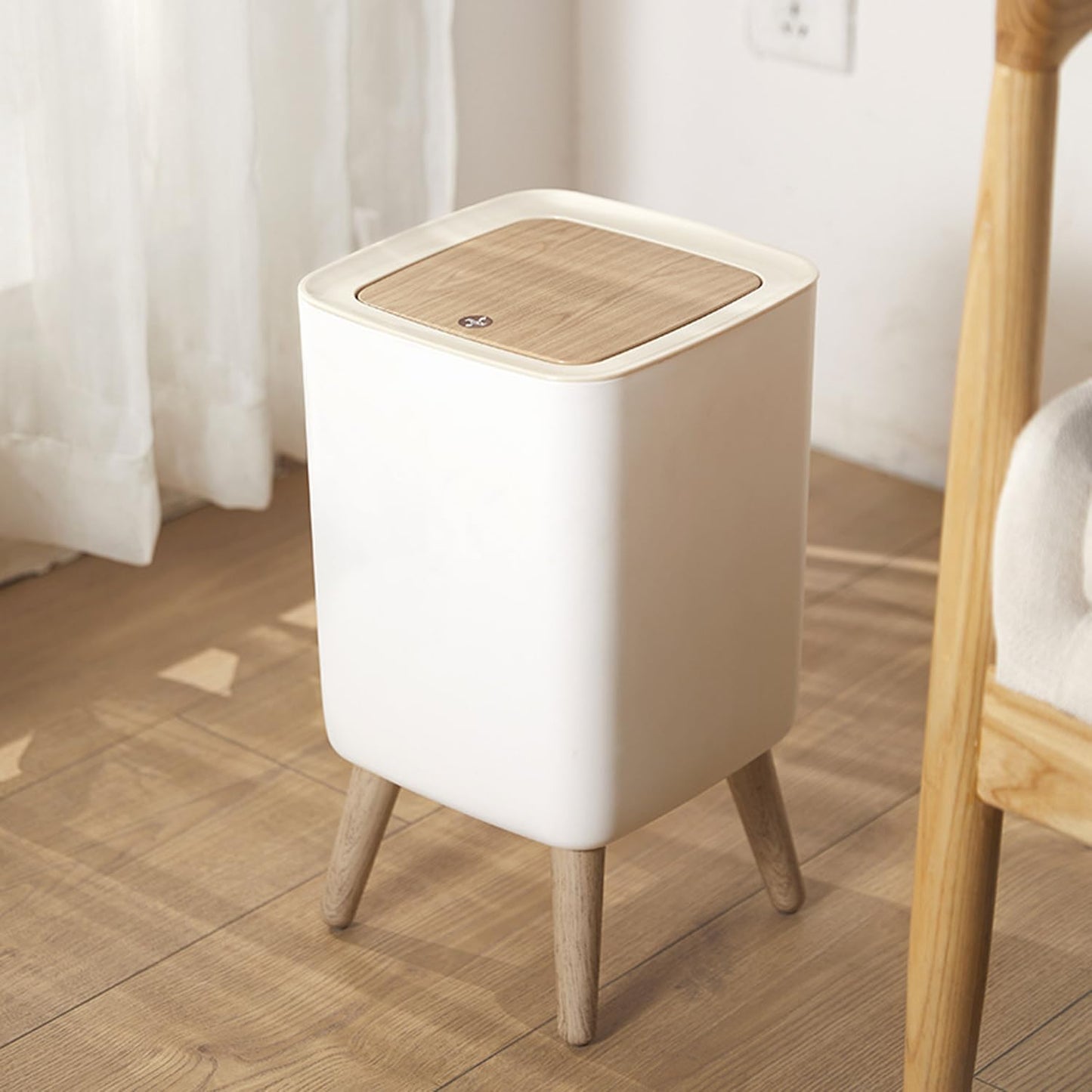U2PICK Mini Trash Bin with Lid, 10 Liter Garbage Bin, Modern Waste Bin with Legs, Plastic Trash Can Suitable for Kitchen, Bathroom, Bedroom, Living