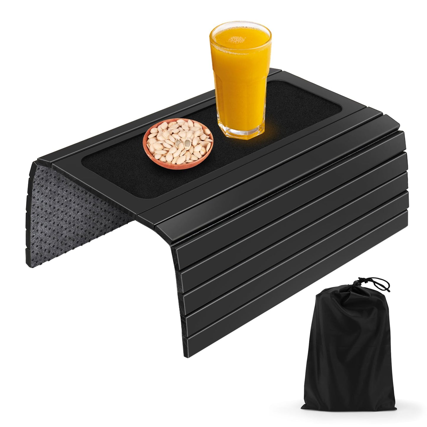 Littlecatch Wooden Sofa Arm Tray, Armchair Tray, Foldable Sofa Arm Table, Non-Slip Couch Armrest Table to Protect Furniture for Remote Control, Drink