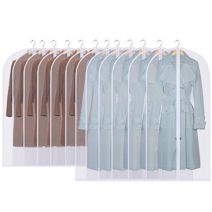 GoMaihe Clothes Cover Bags Set of 12, 60 x 120cm/6pcs + 60 x 100cm/6pcs Dress Garment Bag with Zip in Wardrobes