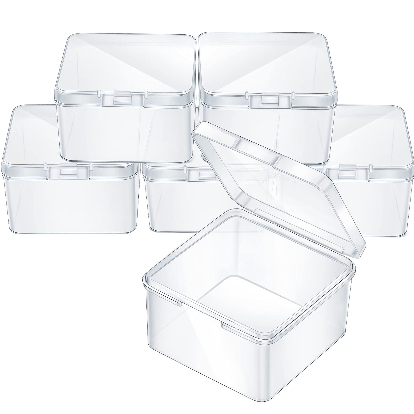 Jetec 6 Pieces Small Clear Plastic Storage Box,2.5 X 2.5 X 1.6 Inch