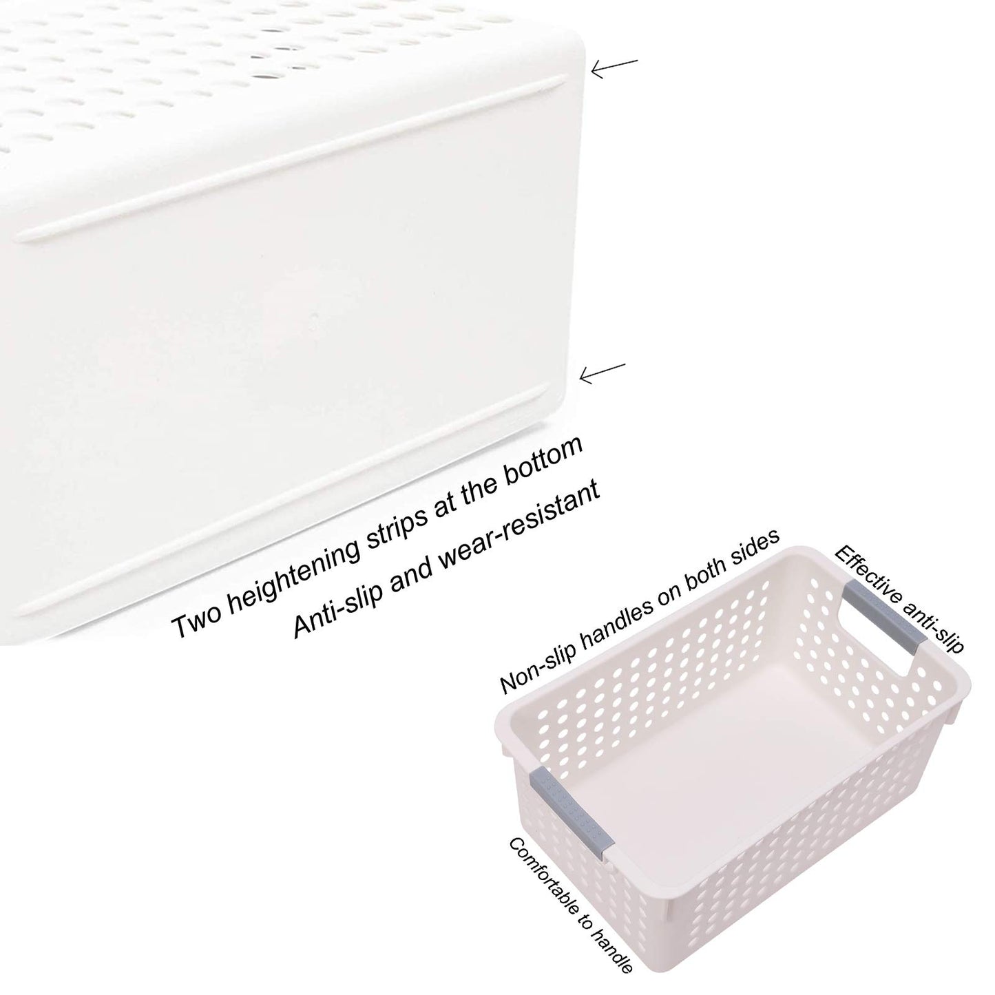 JAKAGO Medium Plastic Storage Baskets Kitchen Cupboards Organiser Baskets