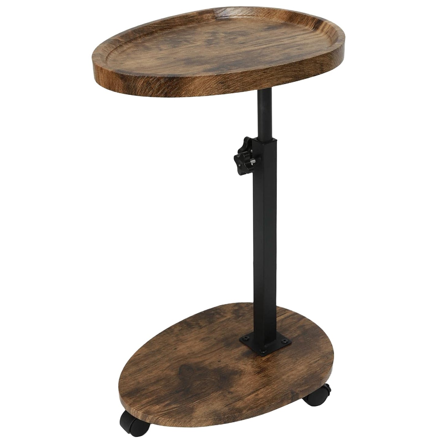 Kiss Me C Shaped Side Table, Height Adjustable End Table with 4 Wheels