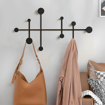 XLSBZ Coat Rack Shelf Wall Mounted,Modern Metal Coat Rack with 10 Hooks,Coat Hanger Wall Hooks for Clothe, Shats, Scarves Black