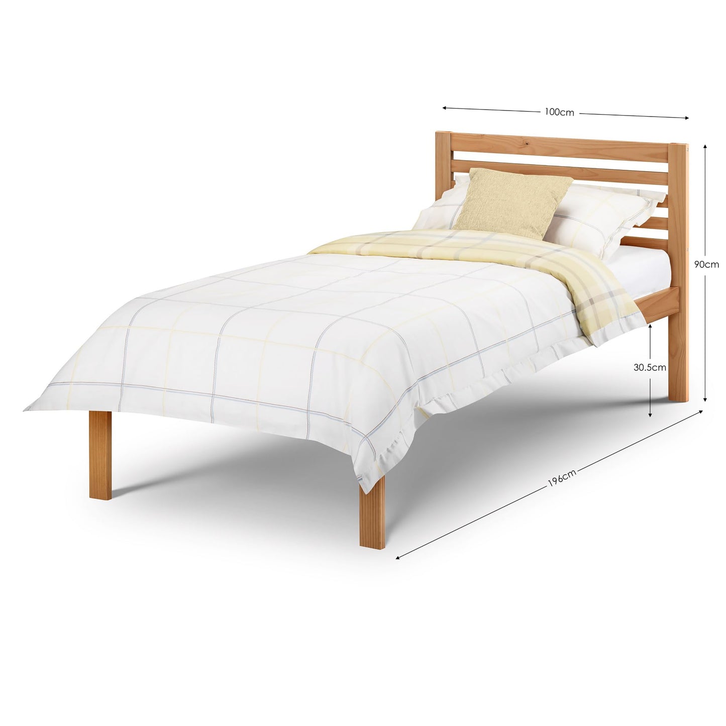 Julian Bowen Slocum Bed, Single, Solid Wood, Pine Effect - W100 x D195cm