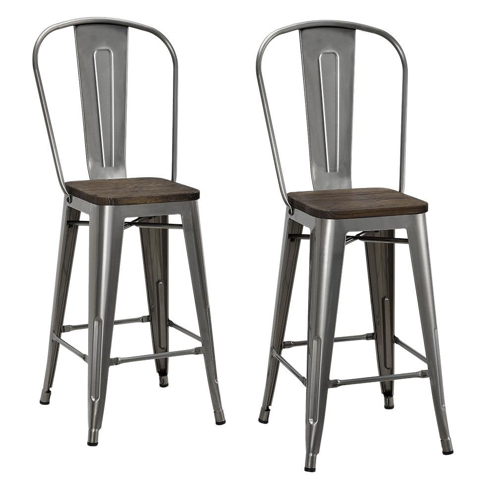 DHP Luxor 24 Inch Counter Stool in gun metal - Set of 2, 44x46x60cm (DxWxH)