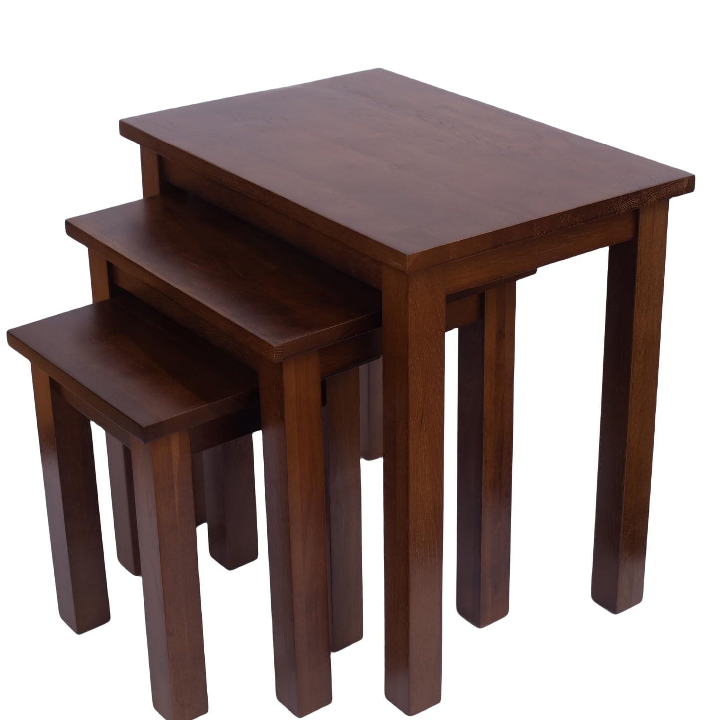 Kemtpase Oak 3 Nest of Tables, Solid Wooden Nesting Tables, Wooden Table Lamp, Plant Table, Multifunctional Nested Coffee Table