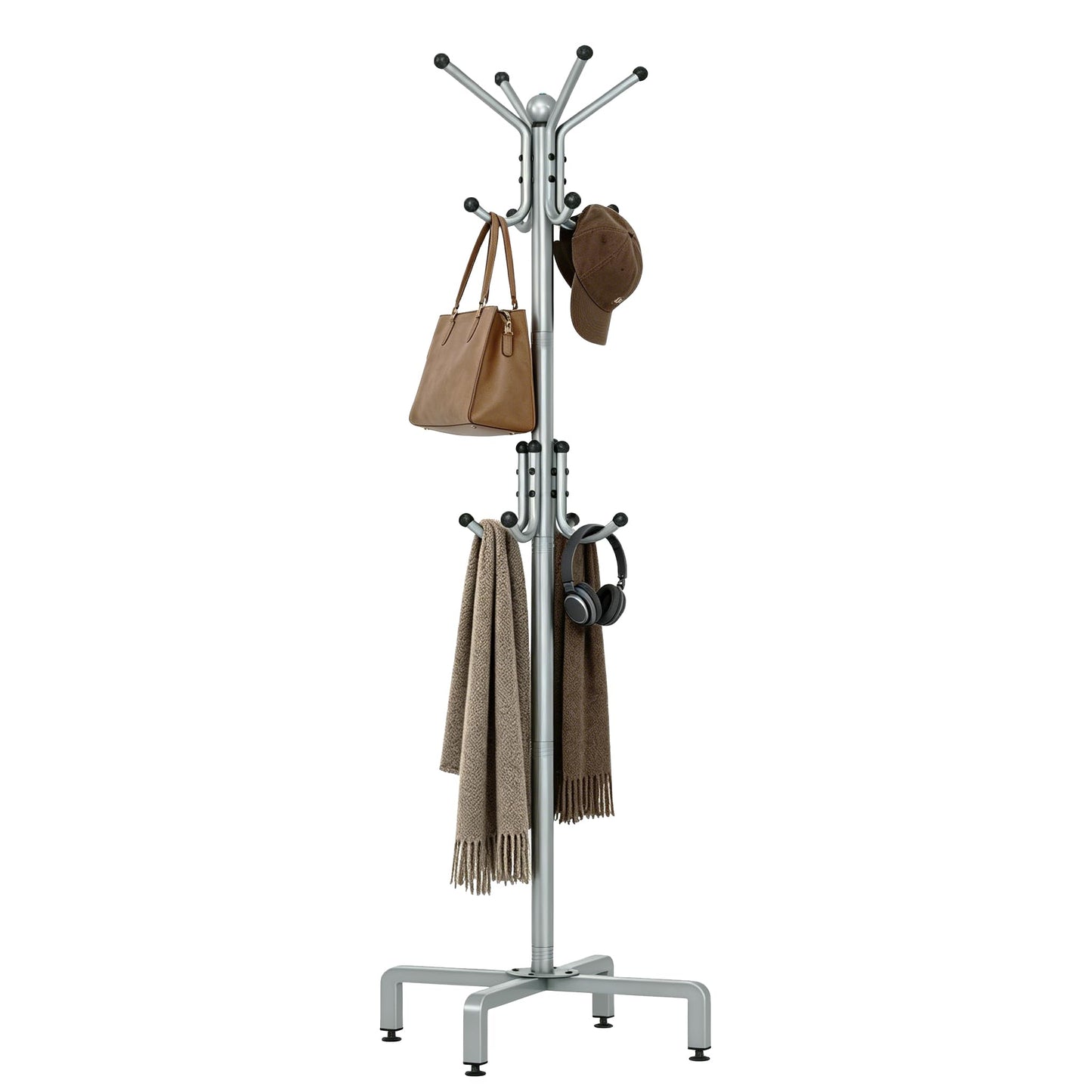 chunyangjingpin Coat Rack Stand with Adjustable Square Feet & Decorative Ball, 178 x 54 x 40cm Metal Coat Tree