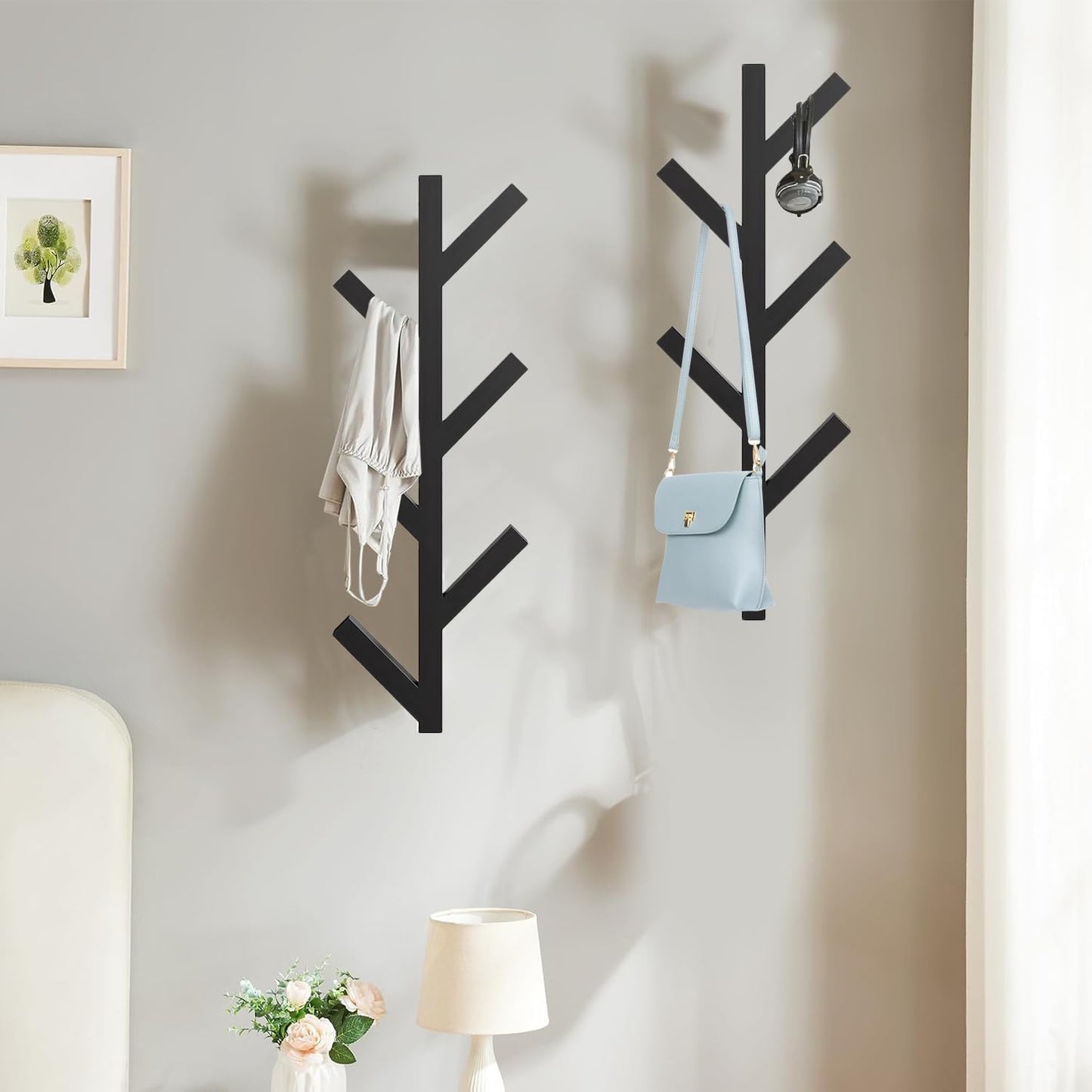 Funvalley Surperfect 2Pack Coat Rack Wall Mounted, Entryway Hall Tree Shaped Coat Rack for Wall
