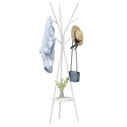 HOME BI Coat Rack Stand, Entryway Standing Coat Tree,Hat Stand Coat Hanger with 9 Hooks for Holding Jacket, Handbag, Clothes, Hats, and Scarves, White