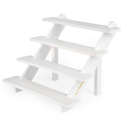 LEXFUNN Wooden Jewellery Display Rack Stand Earring Stall Stand Organizer Shelf 3/4 Tier 4 Tier - White