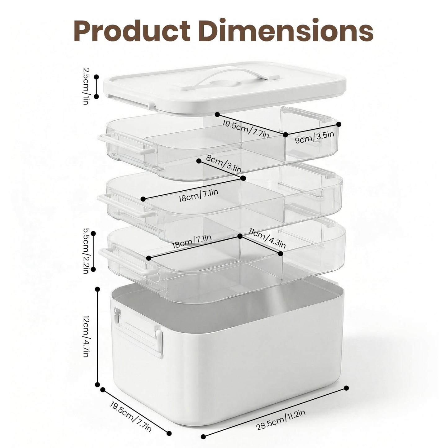 Kryndle Medicine Storage Box, 4 Layer Medicine Box with Compartments