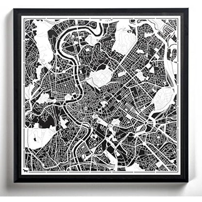 O3 DESIGN STUDIO Rome Paper Cut Map White 30x30 cm Paper Art