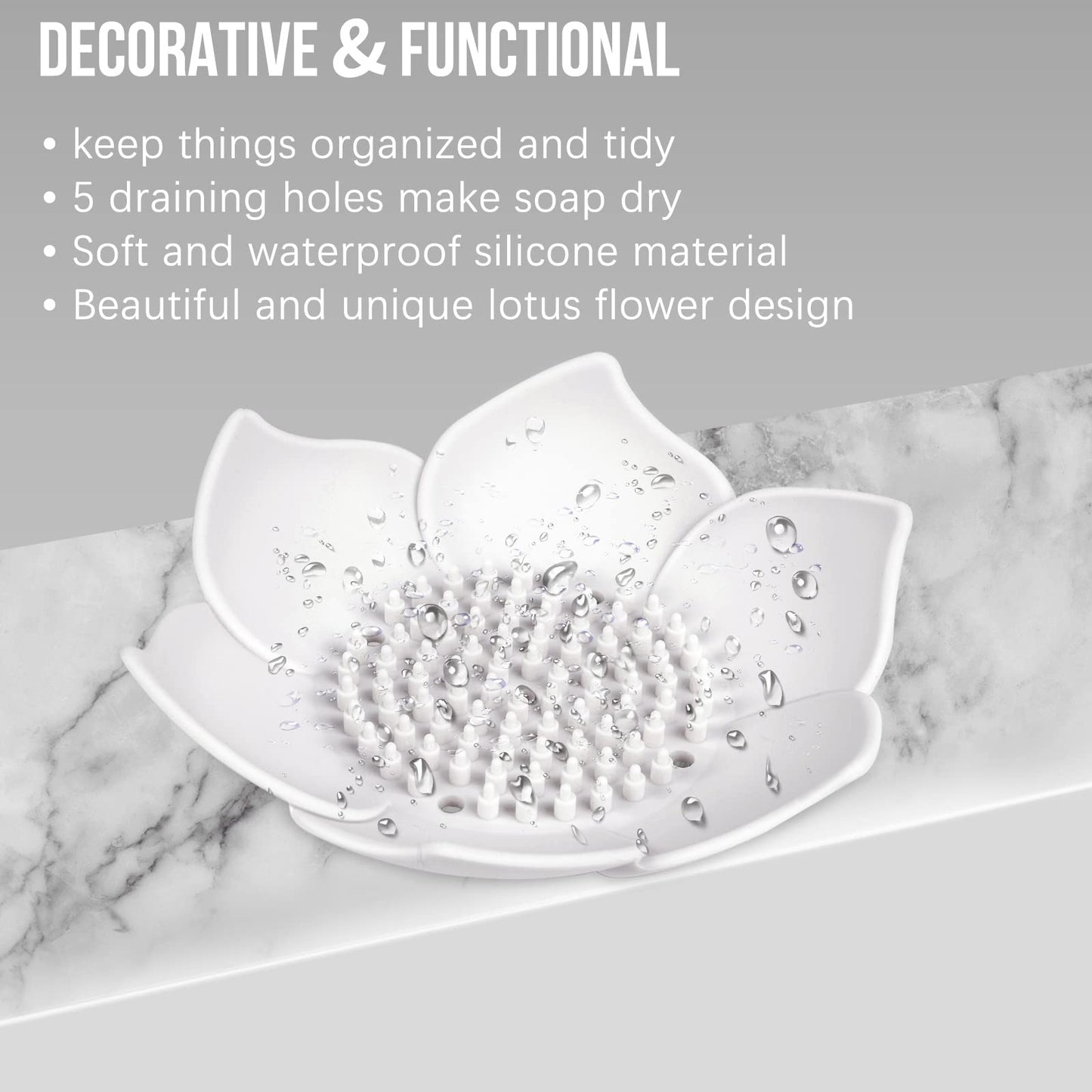 Soap Dishes with Draining, 3 Pack Bathroom Bar Soap Holder for Shower Silicone Self-draining Floral Lotus Shaped Sponge Bar Soap Holder Soap Tray for