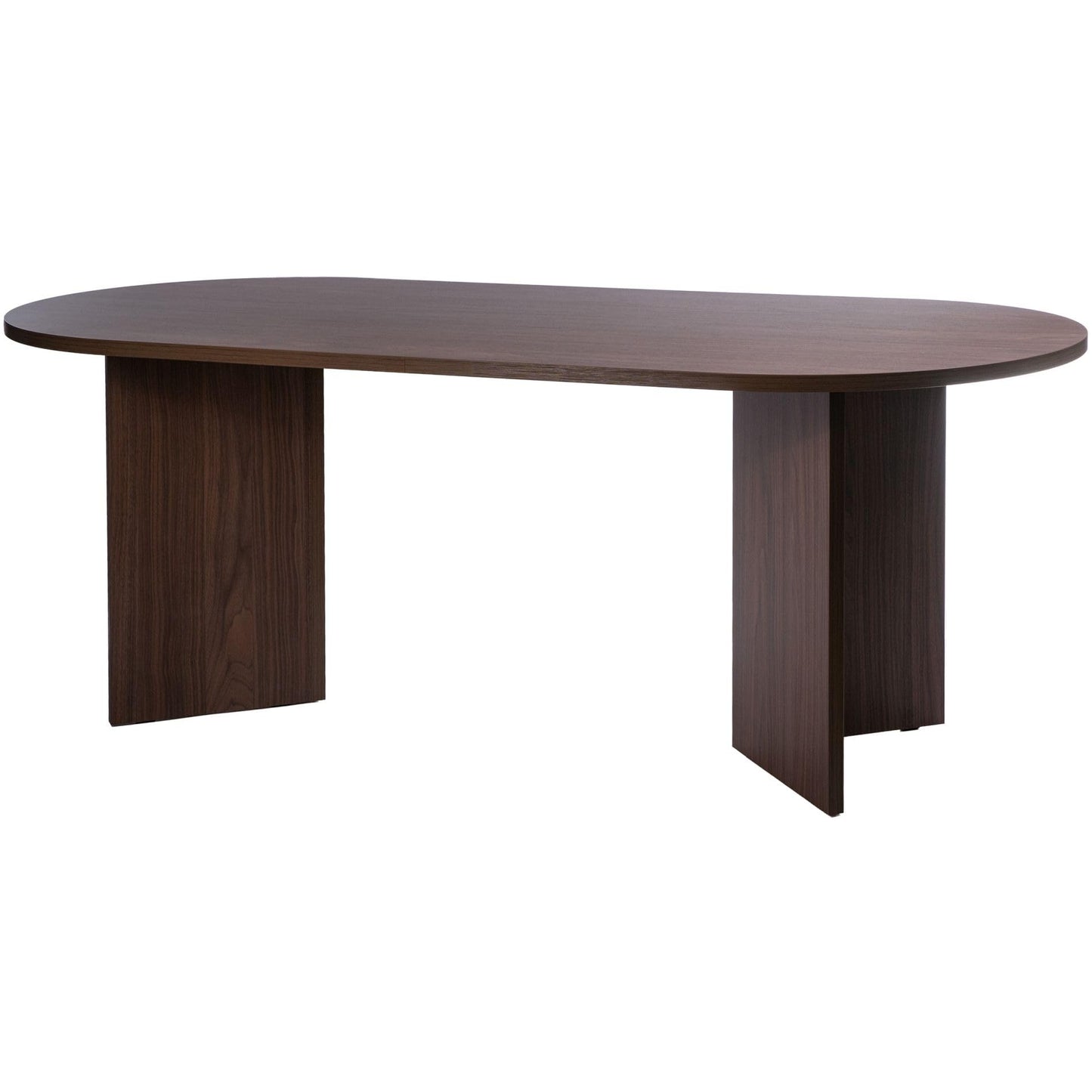 SELSEY Ovo Wood Dining Table 204x90x75cm, Wisconsin Walnut Oval Non-Extendable Design, Seats 6 to 10
