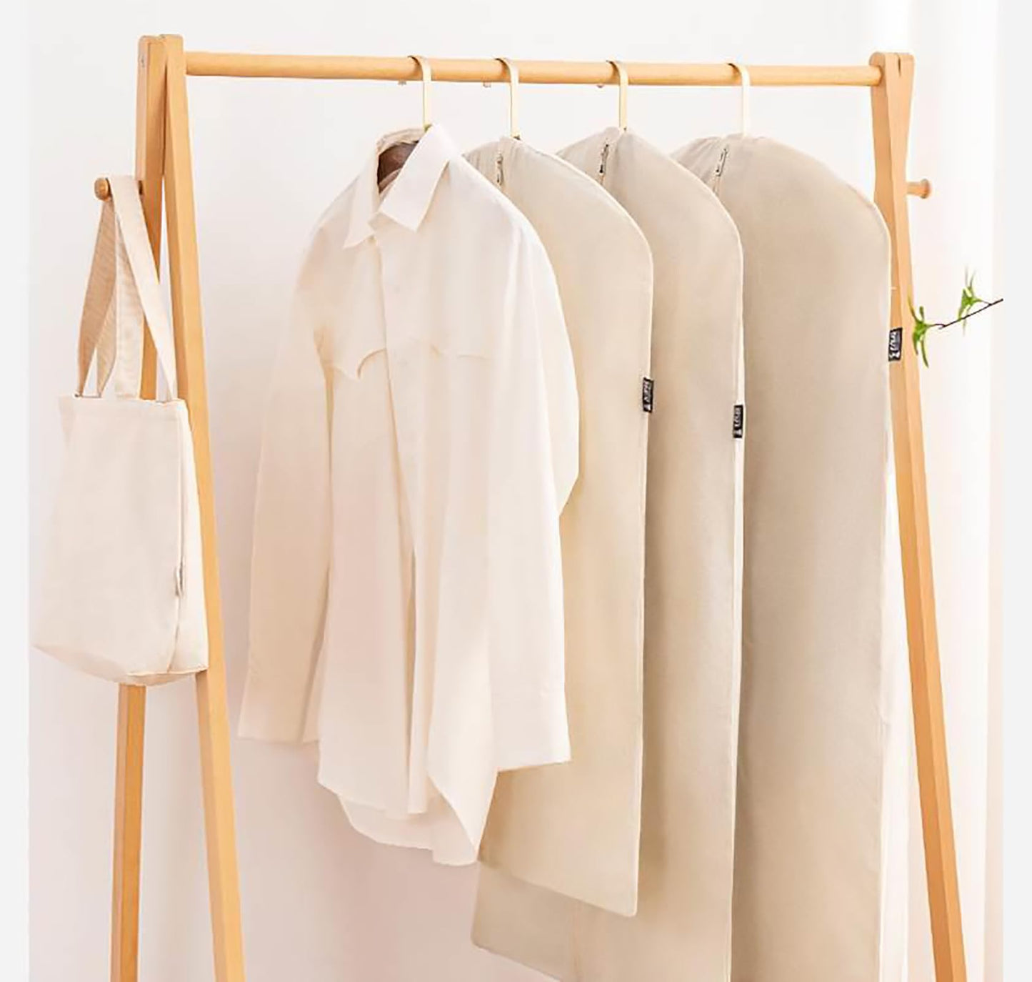 Langjitianya 100% cotton canvas garment bags for closet storage and travel suit bags for clothes, coats, jackets, shirts