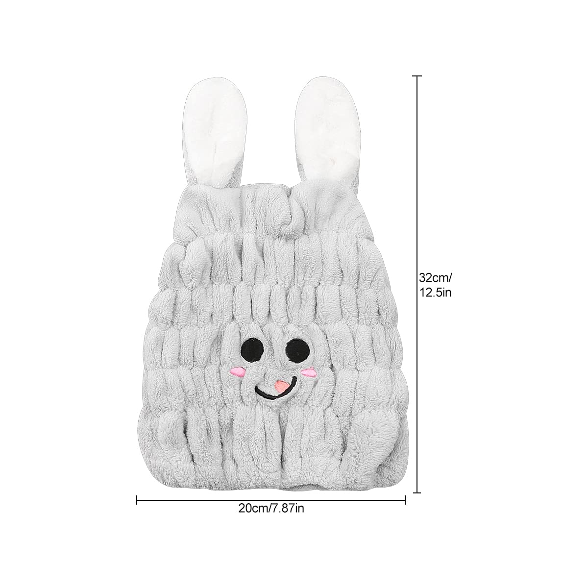 Jagowa Hair Dry Hat Wrap Towel Cute Cartoon Ear Fleece Quick Drying Bath Cap Hair Turban Cap for Women Adults or Kids Girls(Pink, White, Grey)