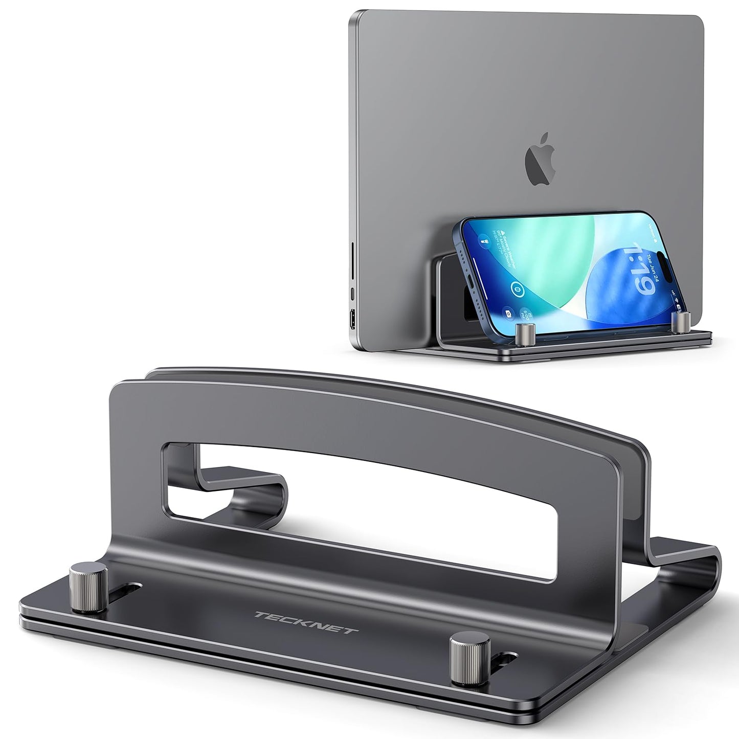 TECKNET Vertical Laptop Stand for Desk with Adjustable Laptop holder (Grey)