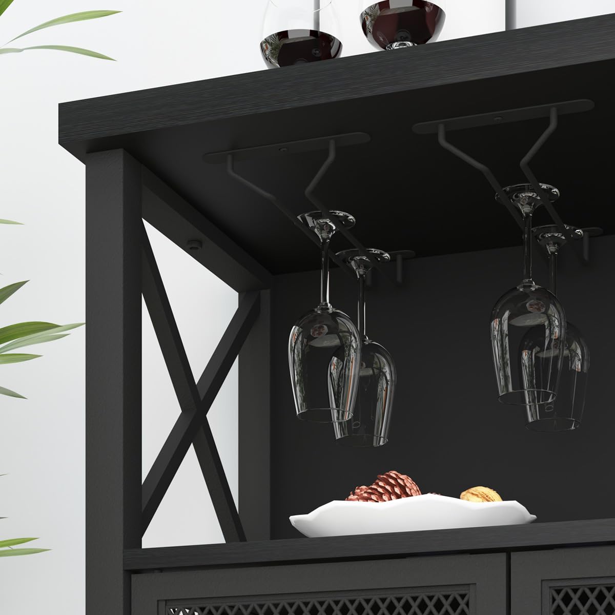 LVB Wine Bar Cabinet Industrial Coffee Bar Cabinets 120cm Black Oak