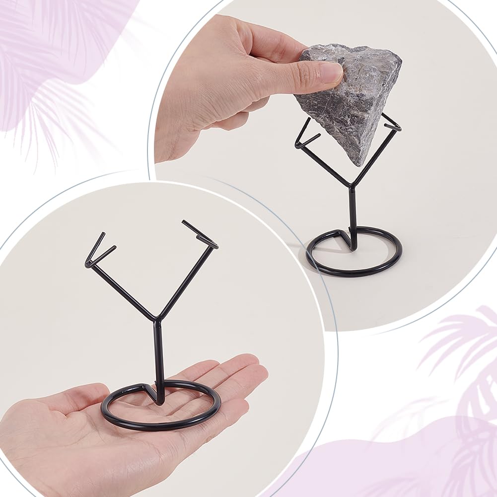 AHANDMAKER 2Pcs Rock Display Stand, Metal Crystal Display Holder Small Crystal Ball Holders for Gemstones Spheres Geodes Rocks Fossils Marbles Home