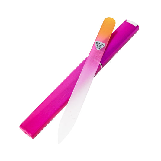 Glass Nail File in Case, Glass Fingernail File for Professional Manicure Nail Care, Expert Precision Filing + Smooth Finish - Bona Fide Beauty Clear