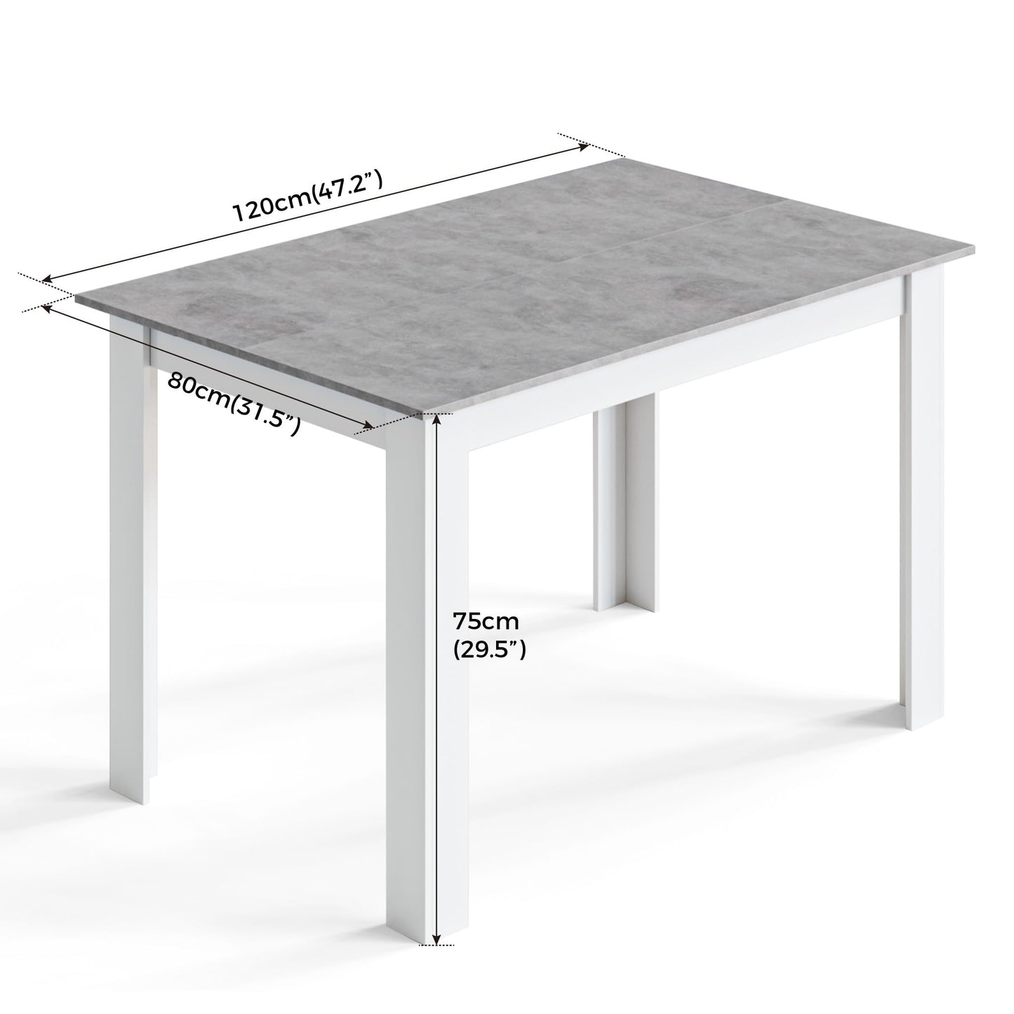 Mondeer Dining Table, Kitchen Table for 4 People, 120W x 80D x 75H cm
