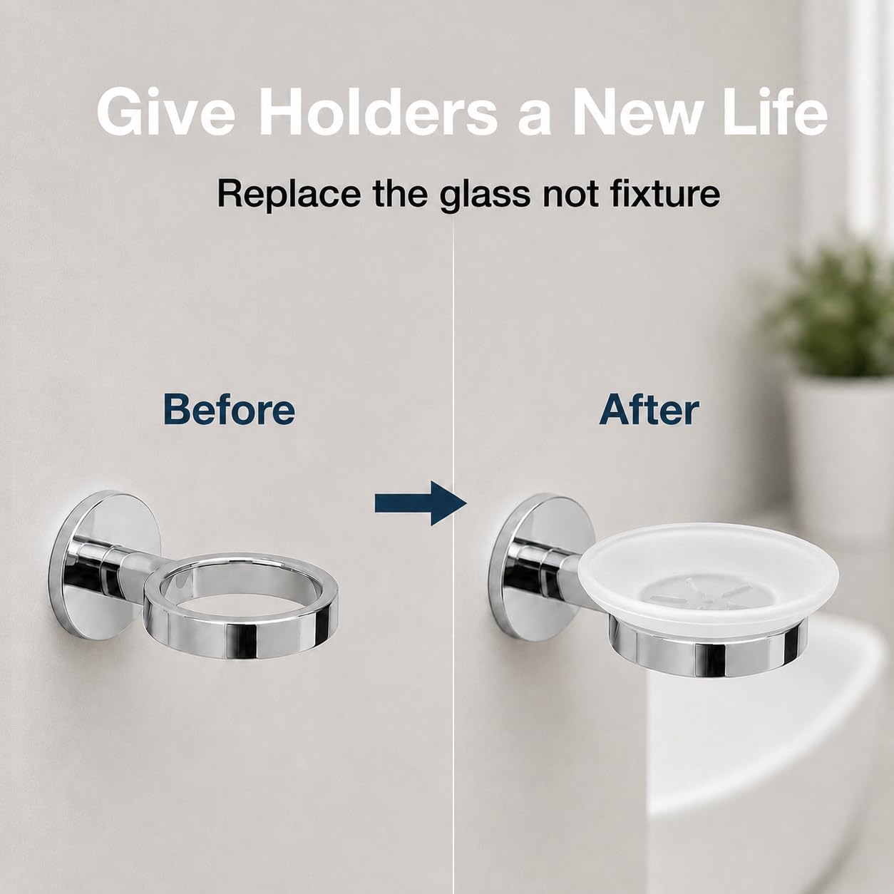 Glass Soap Dish Replacement, Round, Frosted, Matt Glass