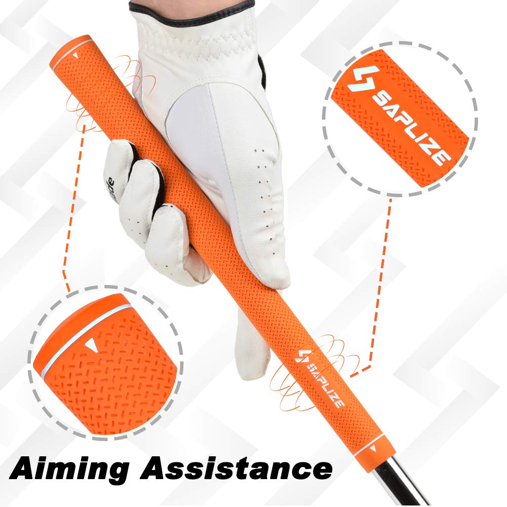 SAPLIZE Golf Grips, 13 Set with Complete Regripping kit, Standard Size, Rubber Golf Club Grip, Orange