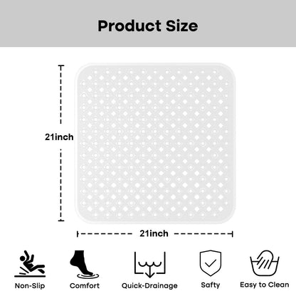 XIYUNTE Square Shower Mat Non Slip Anti Mould - 53 x 53cm Bath Mat Non Slip Shower Mats for Inside Shower