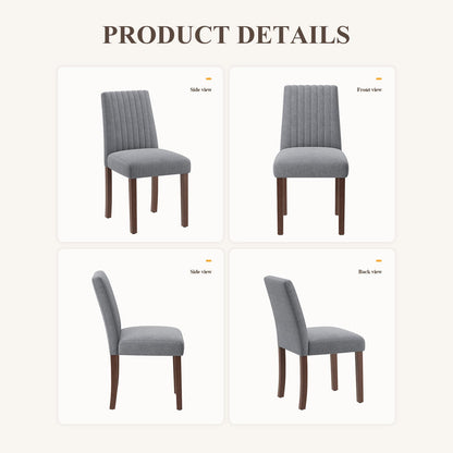 COLAMY Dining Chairs Set of 2 with Thick Seat Cushion, Fabric Chairs for Dining Room with Wood Legs and Ergonomic High Back