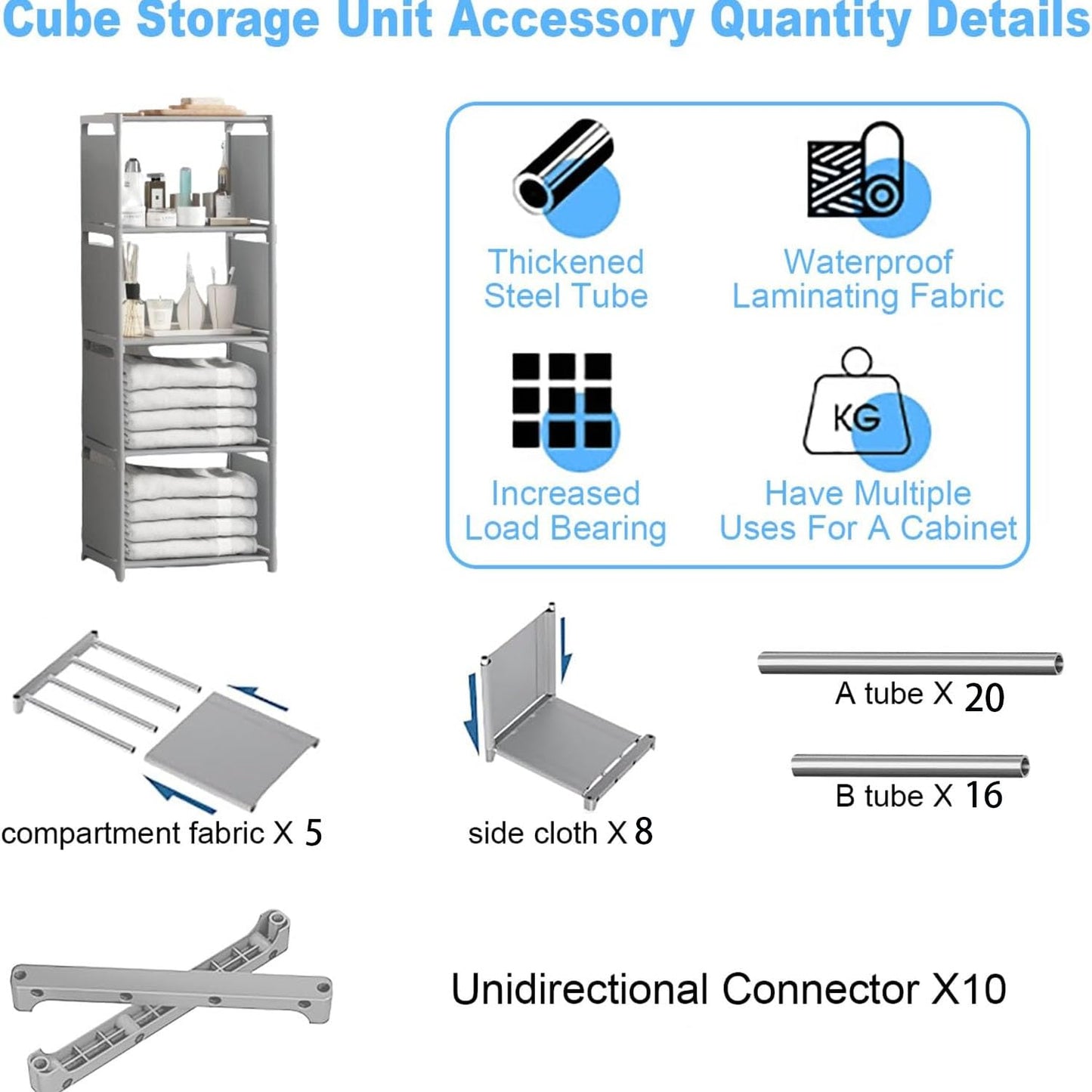 Cube Storage Unit - Open Book Shelf, Closet for Family Study, Organiser with 4 Compartments for Shoes, Toys, Clothes, Tools, Living Room Shelves