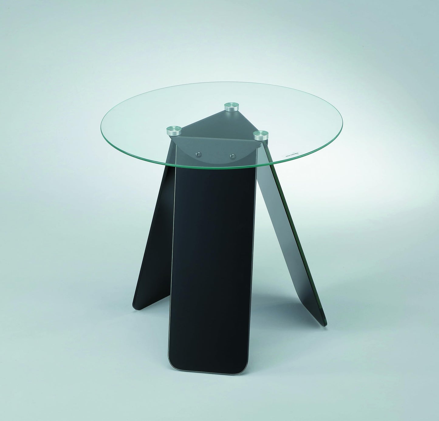 ASPECT Asti Round Side/Laptop/End/Coffeee Table Glass Top Base, Tempered, Clear/Black, 48 diameter x 45(H) cm