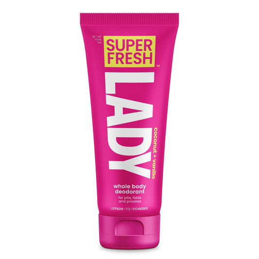 Lady Parts Feminine Hygiene Body POWDER Deodorant Lotion For Breasts, Private Parts, Crotch & Inner Thigh to Stop Odor & Friction - Aluminum Free
