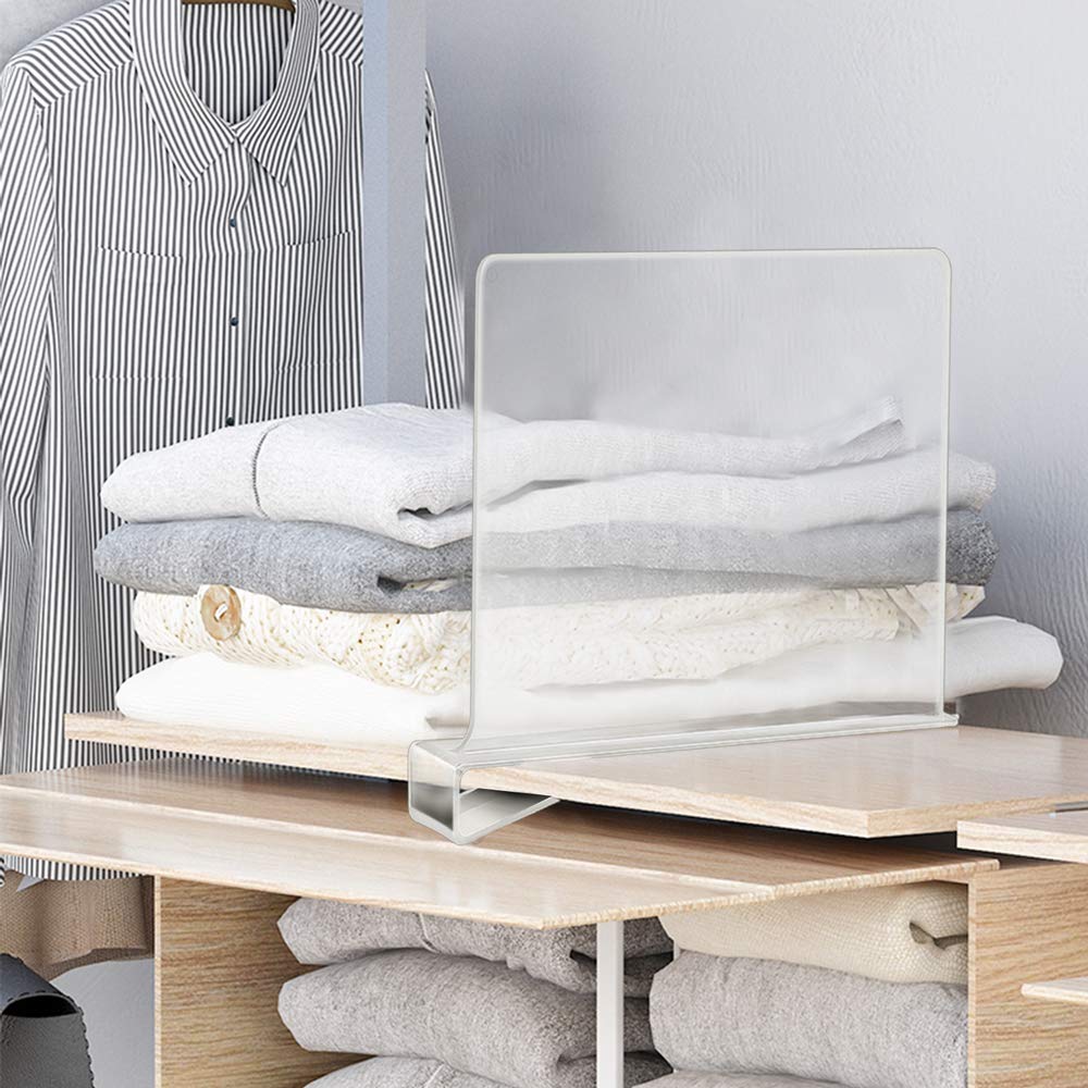 Okydoky Acrylic Shelf Dividers for Closet, Wood Closets Shelf Separator and Organizer, Transparent Closet Organizer Divider for Kitchen Cabinets,