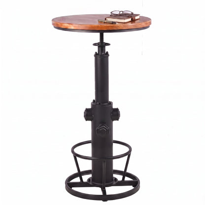 BOKKOLIK Vintage Bistro Table Height Adjustable 38.6-44.4inch Industrial Bar Table for Kitchen Dining Room Coffee House Pub Office Swivel Round