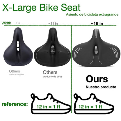 Plus Size Wide E-Bike/Electric Bike Seat Comfort Ride, Tall Asientos para Bicicletas, Ideal as Bicycle Seats for Men or Women with Extra Comfort