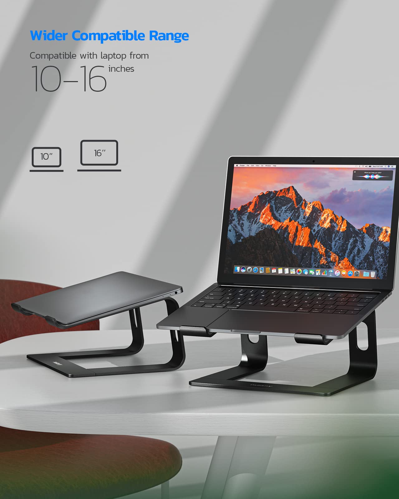 Nulaxy Ergonomic Laptop Stand for Desk, Aluminum Detachable Riser, Black