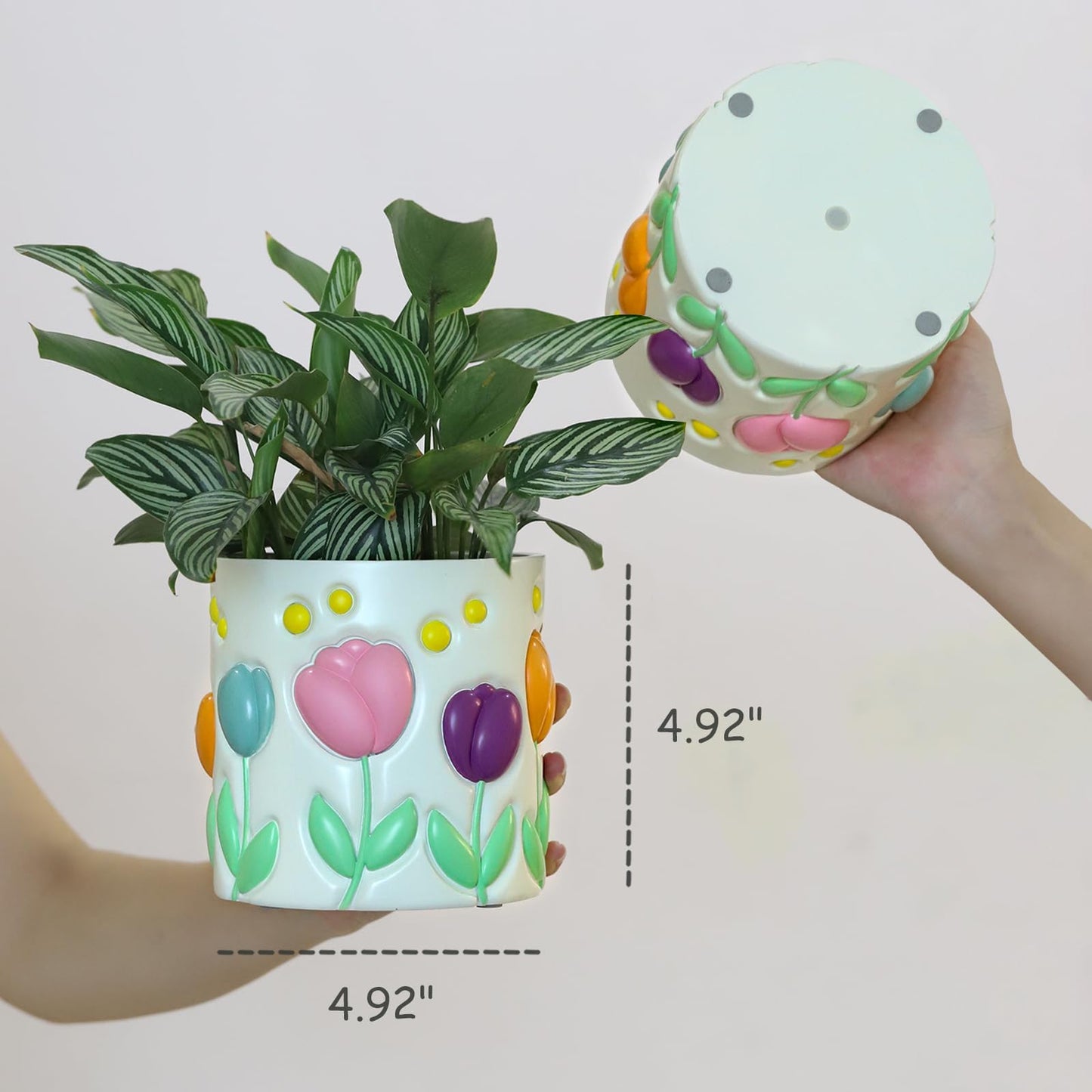 GUGUGO Colorful Tulip Planters, Cute Unique Plant Pots with Drainage Holes, Funny Flower Pots for Indoor Plants, Eclectic Succulent Planter Pot for