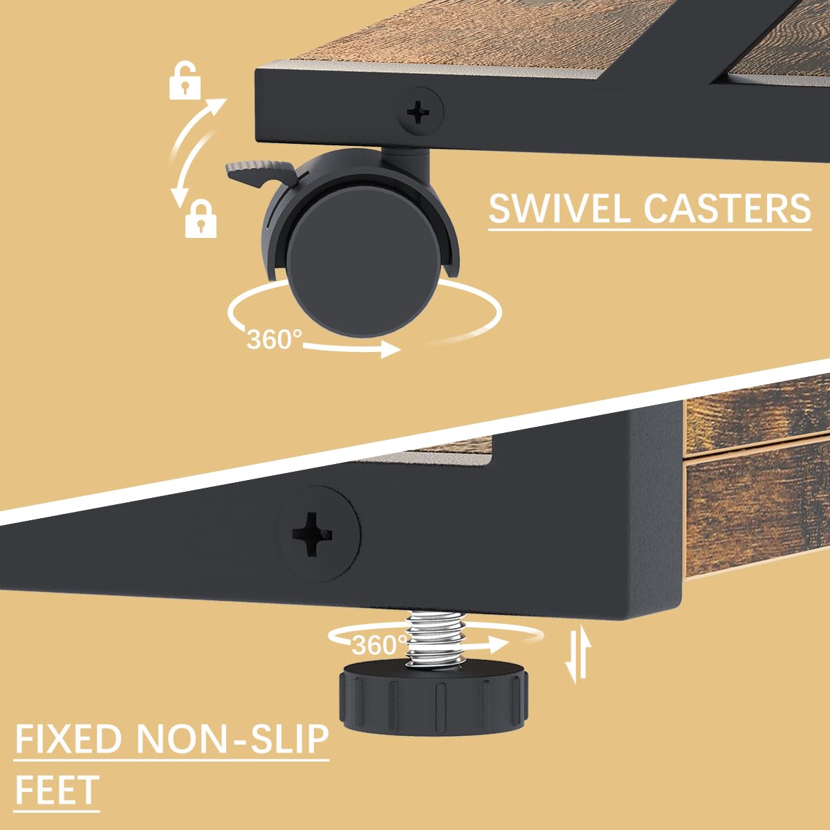 Huhote 2 Tier Desktop Printer Stand, Under Desk Printer Table, Multi-Purpose Desktop Storage and Organize